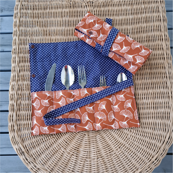 Bestecktasche, Besteckrolle für Reisen, Camping, Picknick, für Schminkutensilien, Nähzubehör, Stifte, Pinsel - nachhaltig – Bild 16