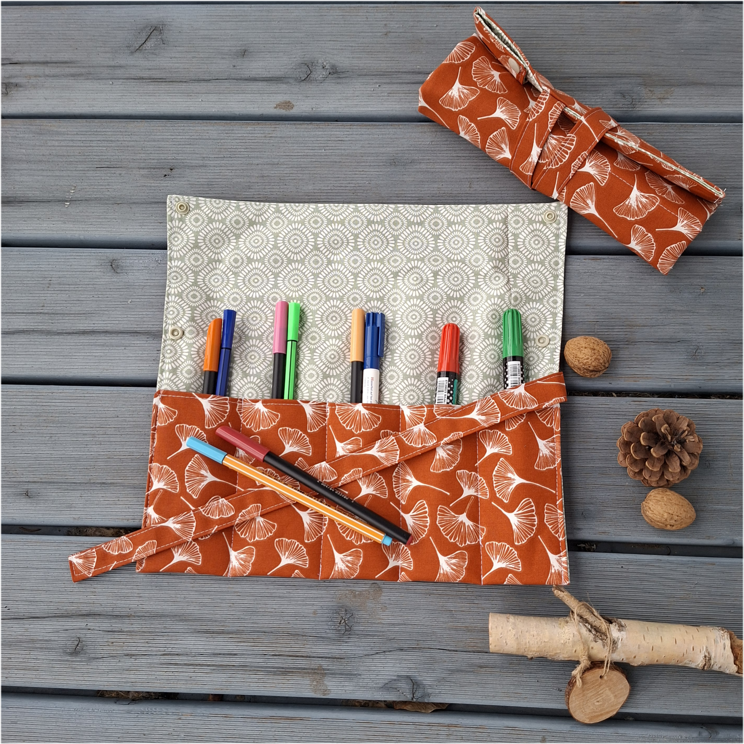 Bestecktasche, Besteckrolle für Reisen, Camping, Picknick, für Schminkutensilien, Nähzubehör, Stifte, Pinsel - nachhaltig – Bild 5