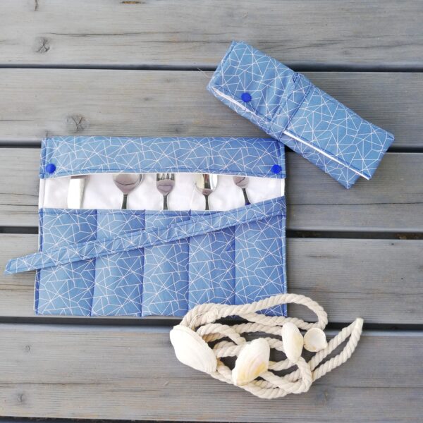Nachhaltige Bestecktasche, Besteckrolle für Reisen, Camping, Picknick, – Bild 5