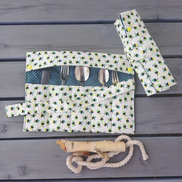Nachhaltige Bestecktasche, Besteckrolle für Reisen, Camping, Picknick, – Bild 8