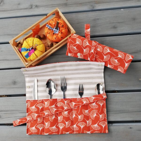 Nachhaltige Bestecktasche, Besteckrolle für Reisen, Camping, Picknick, – Bild 9