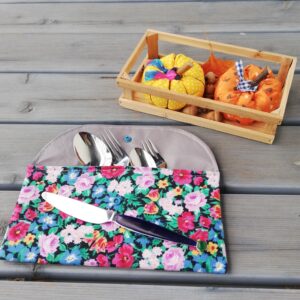 Nachhaltige Bestecktasche / Bestecketui / Besteckmappe - für unterwegs , Arbeit, Schule