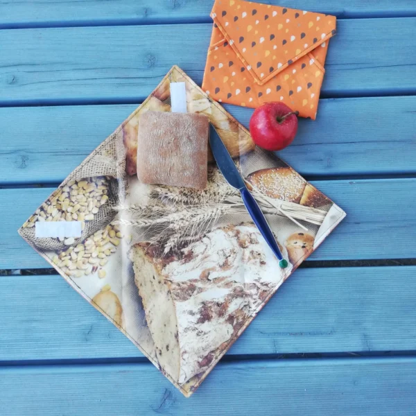 Sandwich Wrap, Brotzeithülle, Hülle für Pausenbrot,Sandwichbeutel,  Pausenbrottasche – Bild 2