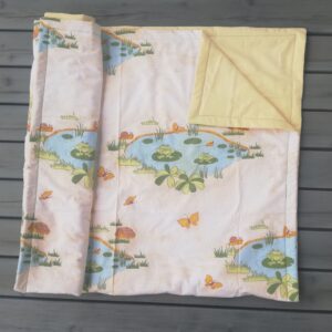 Babydecke, Kinderdecke, Spieldecke, Decke für Laufstall, Froschteich, Baumwollstoffe, 160 x 120 cm,