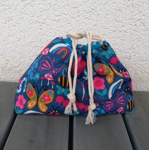Japanischer Kinchaku Beutel, Projekttasche, Beuteltasche, Projektbeutel , Kosmetikbeutel, Kosmetiktasche – Bild 4
