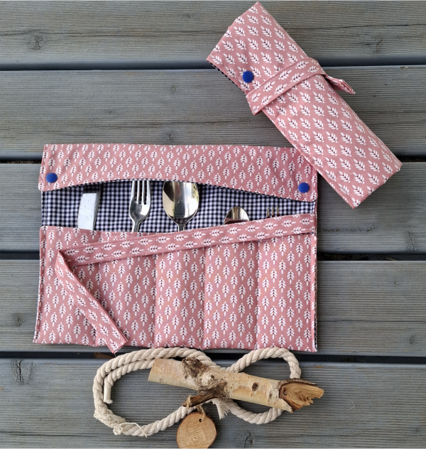 Bestecktasche, Besteckrolle für Reisen, Camping, Picknick, für Schminkutensilien, Nähzubehör, Stifte, Pinsel - nachhaltig – Bild 6