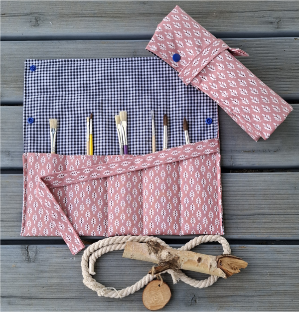 Bestecktasche, Besteckrolle für Reisen, Camping, Picknick, für Schminkutensilien, Nähzubehör, Stifte, Pinsel - nachhaltig – Bild 7